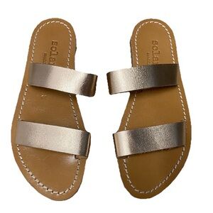 Solange sandals us 8.5 / strappy slip on leather shimmer shoes beachy minimalist